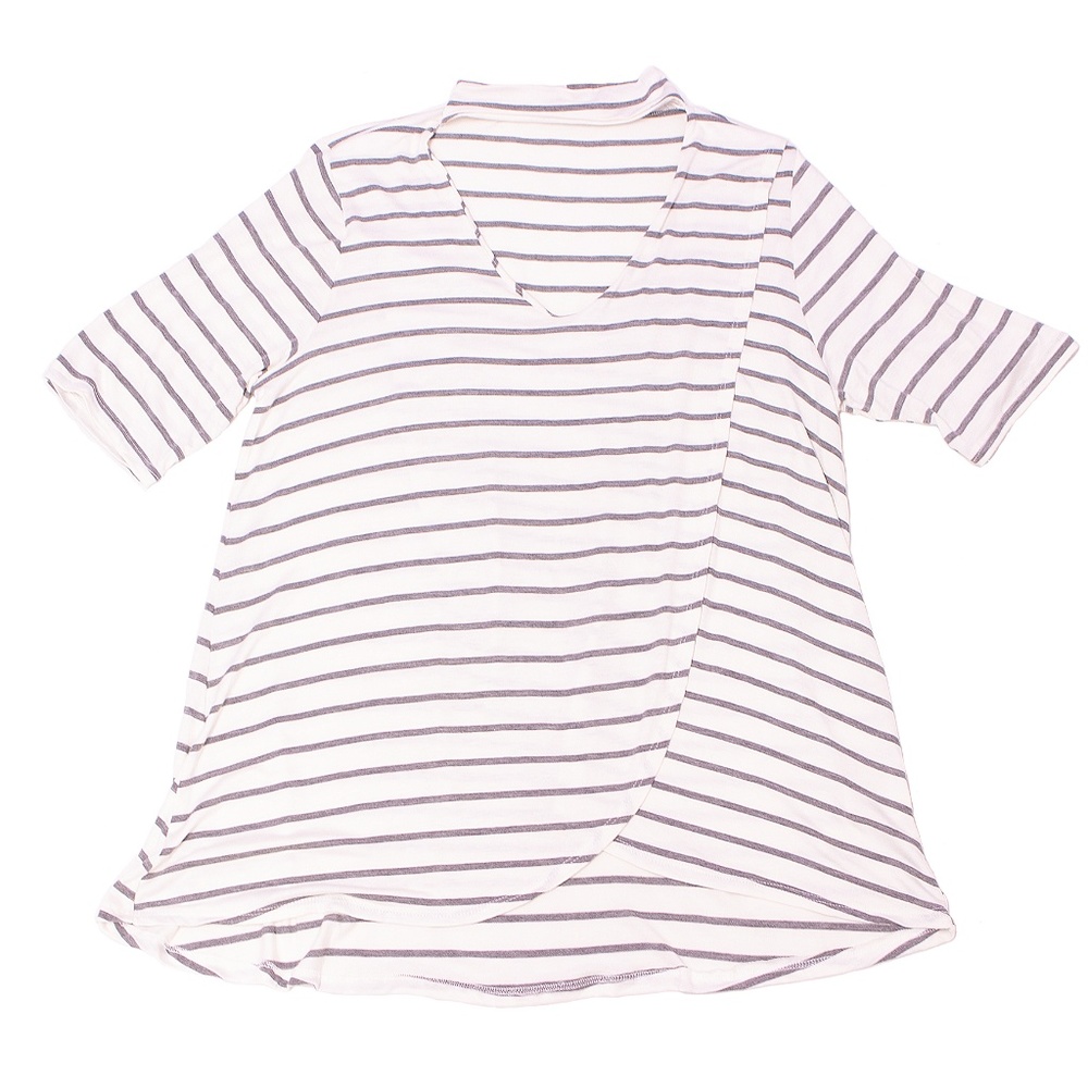 White & Grey Stripe Blouse